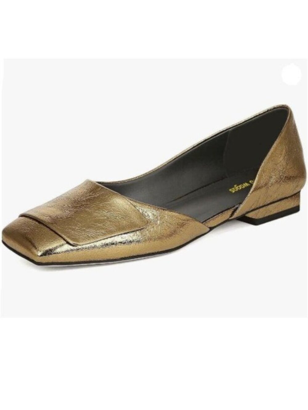 Womens Fashion Pumps Side Cut Ballet Flats Block Low Heels Square Toe Gold